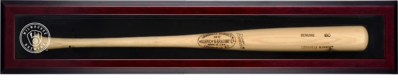 Milwaukee Brewers Mahogany Framed Wall-Mounted Single Bat 2020-Present Logo Display Case