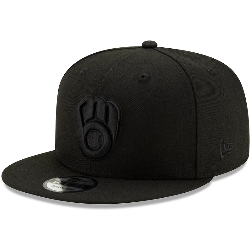 Casquette ajustable New Era 9FIFTY Snapback noire des Milwaukee Brewers - Noire