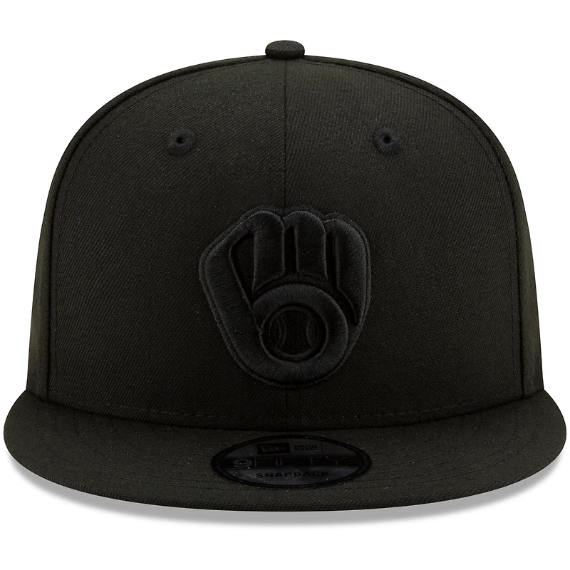 Casquette Ajustable Snapback 9FIFTY New Era Noir sur Noir Milwaukee Brewers - Noir