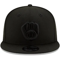 Casquette Ajustable Snapback 9FIFTY New Era Noir sur Noir Milwaukee Brewers - Noir