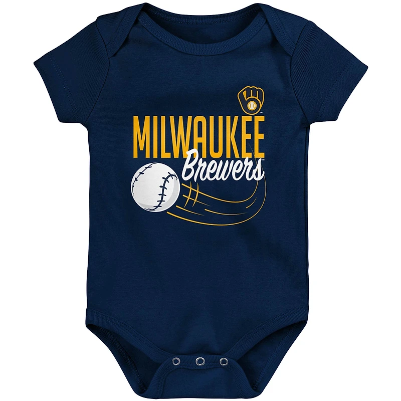 Nouveau-né et bébé Christian Yelich Navy Milwaukee Brewers Slugger Body avec nom numéro