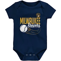 Nouveau-né et bébé Christian Yelich Navy Milwaukee Brewers Slugger Body avec nom numéro