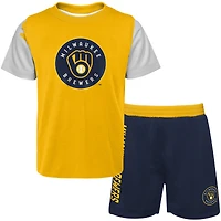 Newborn & Infant Gold/Navy Milwaukee Brewers Pinch Hitter T-Shirt Shorts Set
