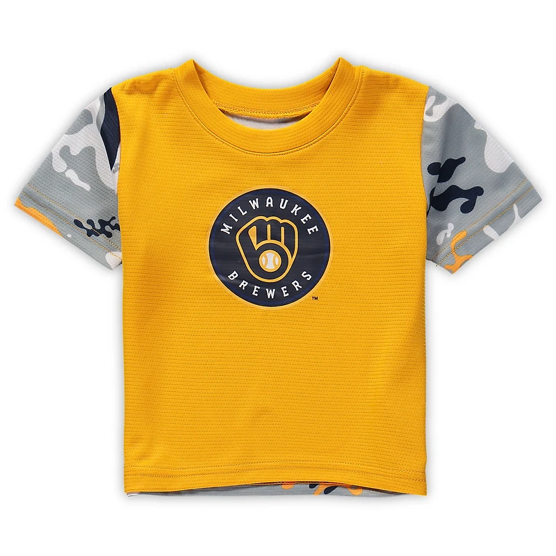 Newborn & Infant Gold/Navy Milwaukee Brewers Pinch Hitter T-Shirt Shorts Set
