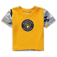 Newborn & Infant Gold/Navy Milwaukee Brewers Pinch Hitter T-Shirt Shorts Set