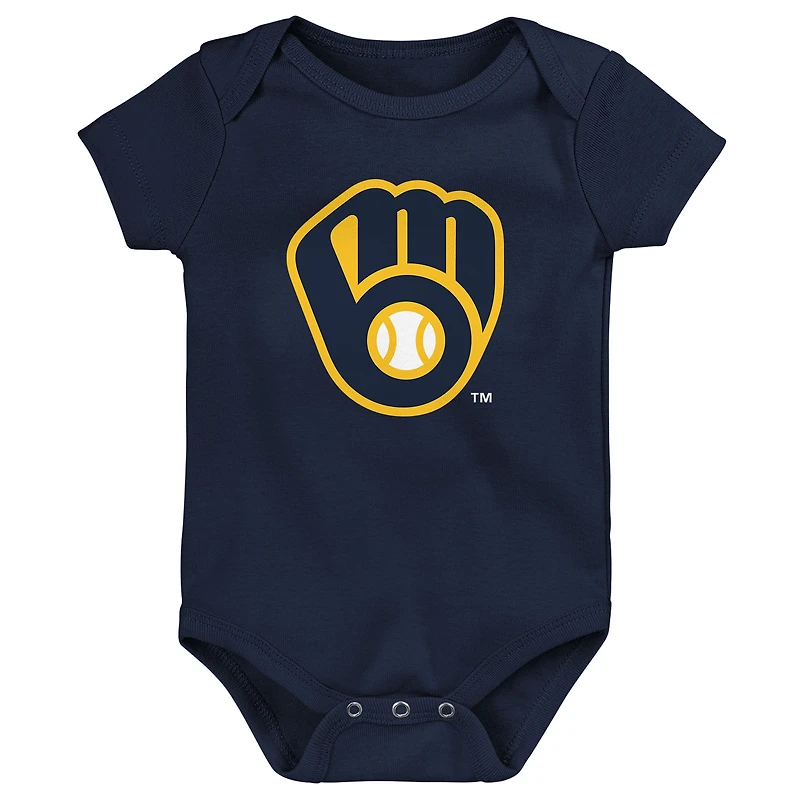 Newborn & Infant Milwaukee Brewers 3-Pack Fan Pennant Bodysuit Set