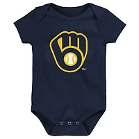 Newborn & Infant Milwaukee Brewers 3-Pack Fan Pennant Bodysuit Set