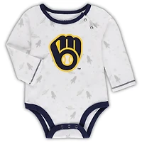 Ensemble body, chapeau et pantalon à pieds Milwaukee Brewers Dream Team pour nouveau-né nourrisson, bleu marine/blanc