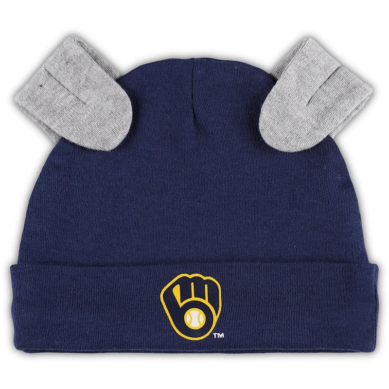 Ensemble body, chapeau et pantalon à pieds Milwaukee Brewers Dream Team pour nouveau-né nourrisson, bleu marine/blanc