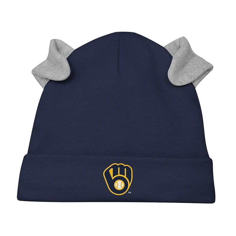 Ensemble body, chapeau et pantalon à pieds Milwaukee Brewers Dream Team pour nouveau-né nourrisson, bleu marine/blanc