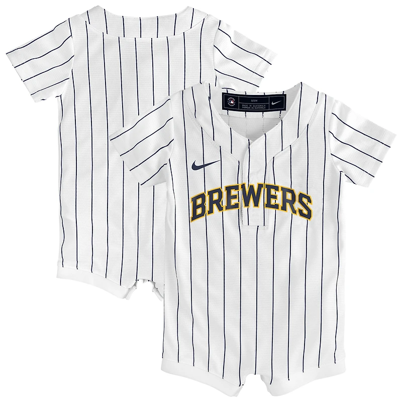 Newborn & Infant Nike White Milwaukee Brewers Alternate Replica Romper Jersey