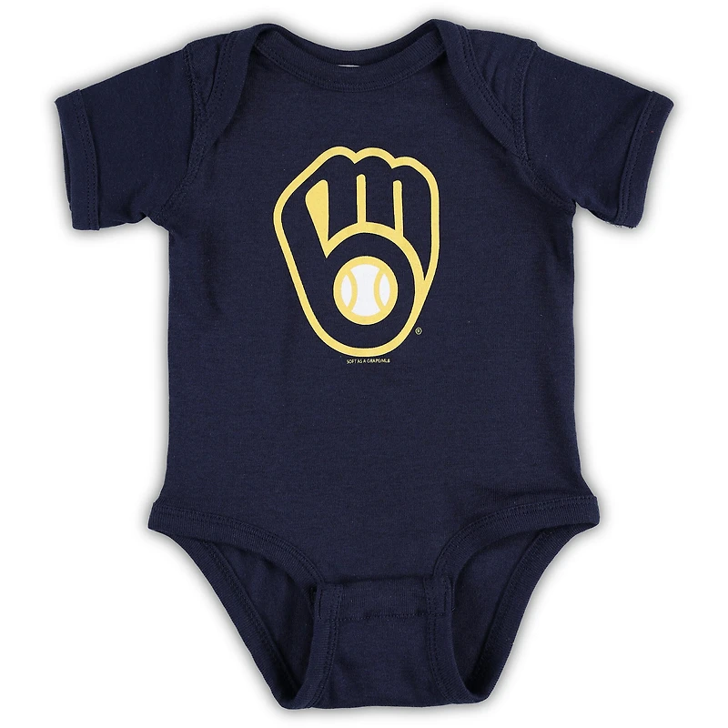 Newborn & Infant Soft as a Grape Navy/Royal Milwaukee Brewers 2-Piece Body Suit