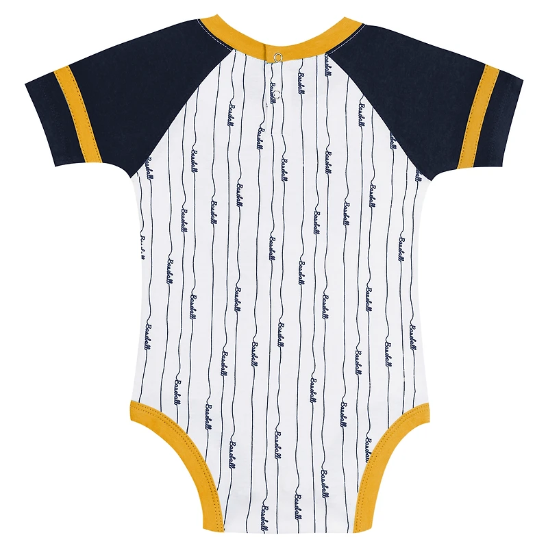 Newborn & Infant White Milwaukee Brewers Base Hitter Bodysuit, Bib Bootie Set