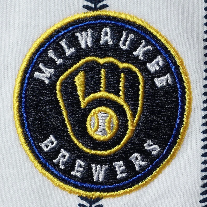 Body nouveau-né blanc/bleu marine Milwaukee Brewers Power Hitter à manches courtes