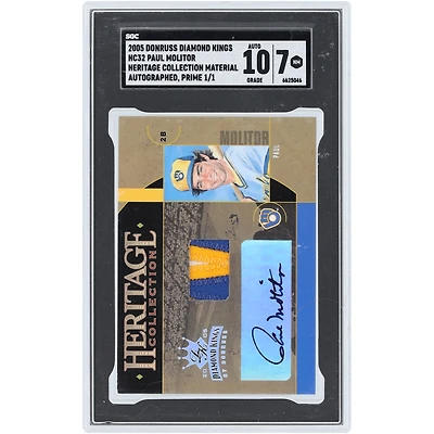 Paul Molitor Milwaukee Brewers Autographed 2005 Donruss Diamond Kings Heritage Collection Materials Tri-Color Relic #HC-32 #1/1 SGC Authenticated 7/10 Card