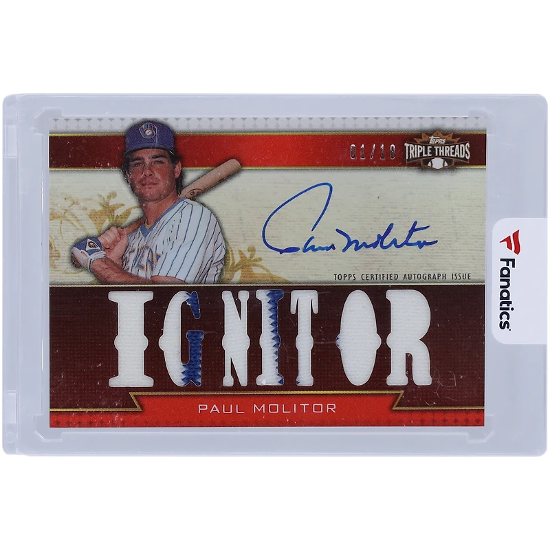 Paul Molitor Milwaukee Brewers Autographed 2011 Topps Triple Threads Game Used Relic #TTAR-170 #1/18 Card