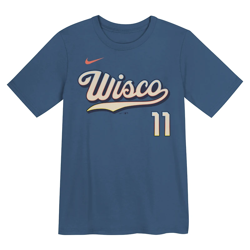 T-shirt Nike Jackson Chourio gris Milwaukee Brewers 2026 City Connect avec nom et numéro pour enfants d'âge préscolaire