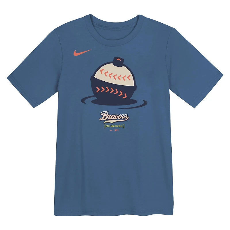 Preschool Nike Navy Milwaukee Brewers 2026 City Connect Logo T-Shirt