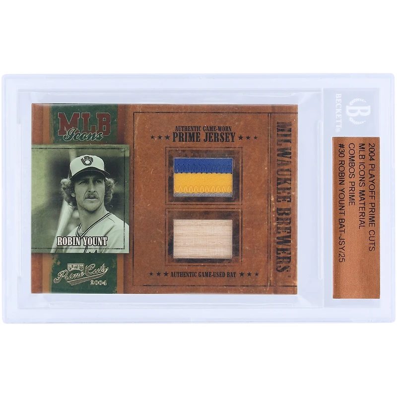 Robin Yount Milwaukee Brewers 2004 Playoff Prime Cuts Dual Game Used Relics #MLB-30 #13/25 Card