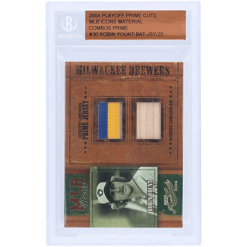 Robin Yount Milwaukee Brewers 2004 Playoff Prime Cuts Dual Game Used Relics #MLB-30 #13/25 Card