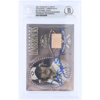 Robin Yount Milwaukee Brewers Autographed 2001 Donruss Classics Legendary Lumberjacks GU Relic #LL-32 Beckett Fanatics Witnessed Authenticated Card