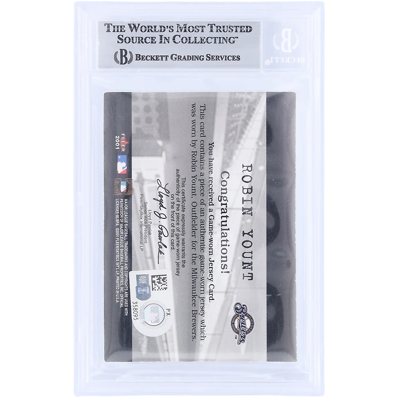 Robin Yount Milwaukee Brewers Autographed 2001 Fleer Final Cut GU Relic #FC-RY Beckett Fanatics Witnessed Authenticated Card