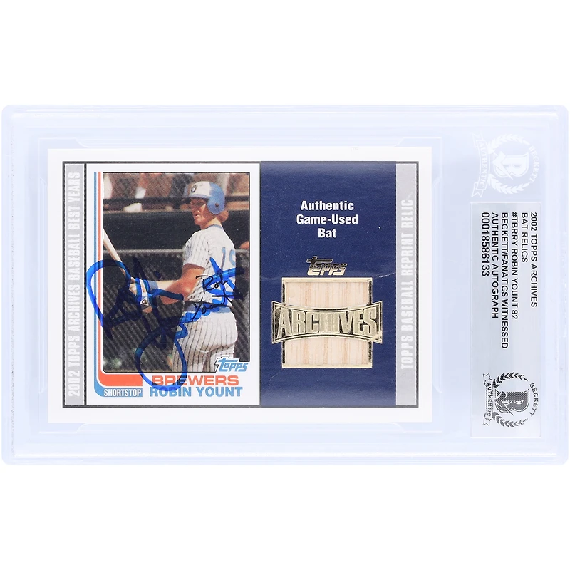 Robin Yount Milwaukee Brewers Autographed 2002 Topps Archives Reprint GU Relic #435 Beckett Fanatics Witnessed Authenticated Card