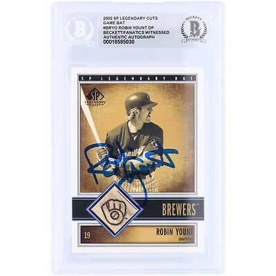 Robin Yount Milwaukee Brewers Autographed 2002 Upper Deck SP Legendary Cuts GU Relic #B-RYO Beckett Fanatics Witnessed Authenticated Card