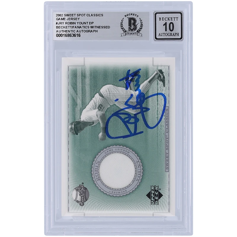 Robin Yount Milwaukee Brewers Autographed 2002 Upper Deck Sweet Spot Classic Game Jersey Relic #J-RY Beckett Fanatics Witnessed Authenticated 10 Card 