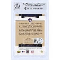 Carte autographiée par Robin Yount des Milwaukee Brewers, 2003 Upper Deck Sweet Spot Classic GU Dual-Color Relic #SJ-RY, authentifiée par Beckett Fanatics Witnessed (n° 10).