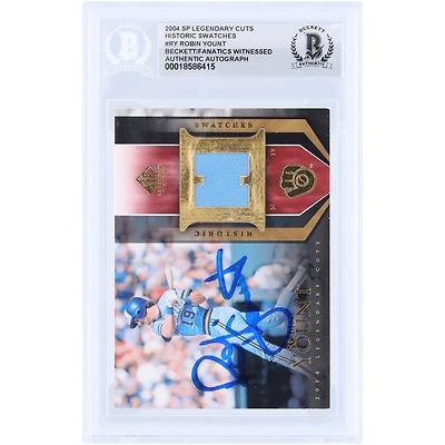 Robin Yount Milwaukee Brewers Autographed 2004 Upper Deck SP Legendary Cuts Historic Swatches GU Relic #HS-RY Beckett Fanatics Witnessed Authenticated Card