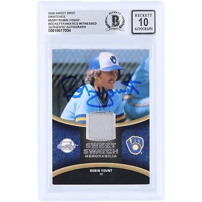 Robin Yount Milwaukee Brewers Autographed 2008 Upper Deck Sweet Spot Sweet Swatch GU Relic #SS-RY Beckett Fanatics Witnessed Authenticated 10 Card