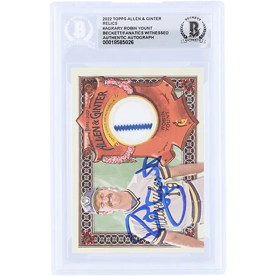 Robin Yount Milwaukee Brewers Autographed 2022 Topps Allen & Ginter Dual-Color Relic #AGRA-RY Beckett Fanatics Witnessed Authenticated Card