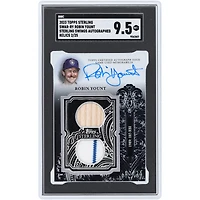 Robin Yount Milwaukee Brewers Autographed 2023 Topps Sterling Bat & Jersey Dual-Color Pinstripe Relics #SWAR-RY #2/25 SGC Authenticated 9.5 Card