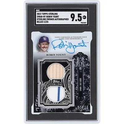 Robin Yount Milwaukee Brewers Autographed 2023 Topps Sterling Bat & Jersey Dual-Color Pinstripe Relics #SWAR-RY #2/25 SGC Authenticated 9.5 Card
