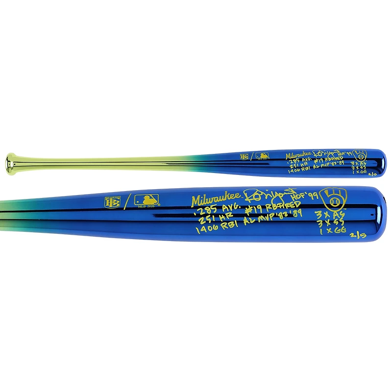 Robin Yount Milwaukee Brewers Autographed Big Time Bats Chrome Bat with Multiple Inscriptions - Limited Edition of 5