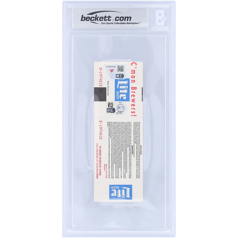 Robin Yount Milwaukee Brewers Autographed Career Hit 3,000 Beckett Fanatics Witnessed Authenticated 9/ Ticket from September 9