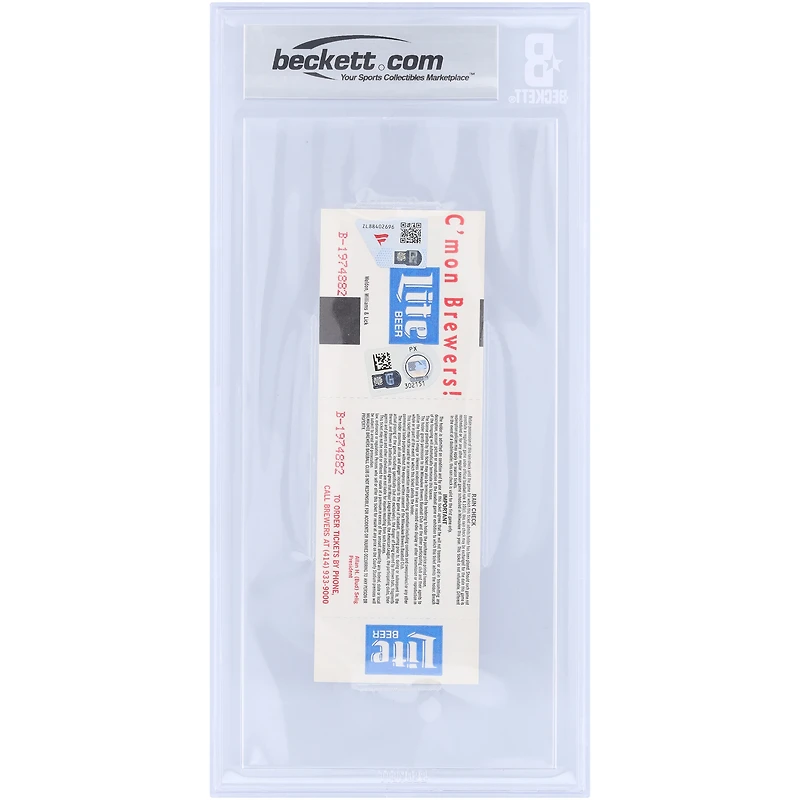 Billet de baseball autographié par Robin Yount des Milwaukee Brewers, commémorant son 3 000e coup sûr en carrière. Authentifié par Beckett Fanatics Witnessed. État neuf. Date : 9 septembre 1992. Inscription « 3000 Hit ».