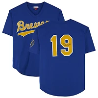 Maillot réplique Mitchell & Ness autographié de Robin Yount des Brewers de Milwaukee