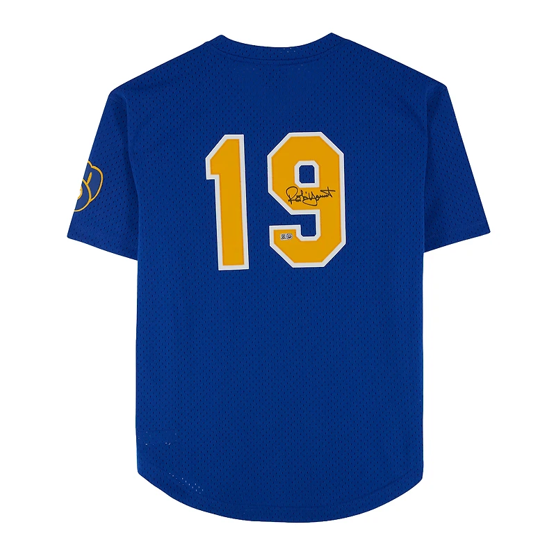 Maillot réplique Mitchell & Ness autographié de Robin Yount des Brewers de Milwaukee