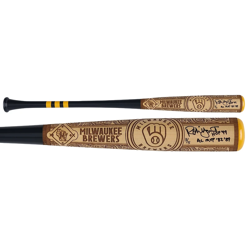 Robin Yount Milwaukee Brewers Autographed Pillbox Bat Company Mural Series Bat with Multiple Inscriptions - Limited Edition of 5