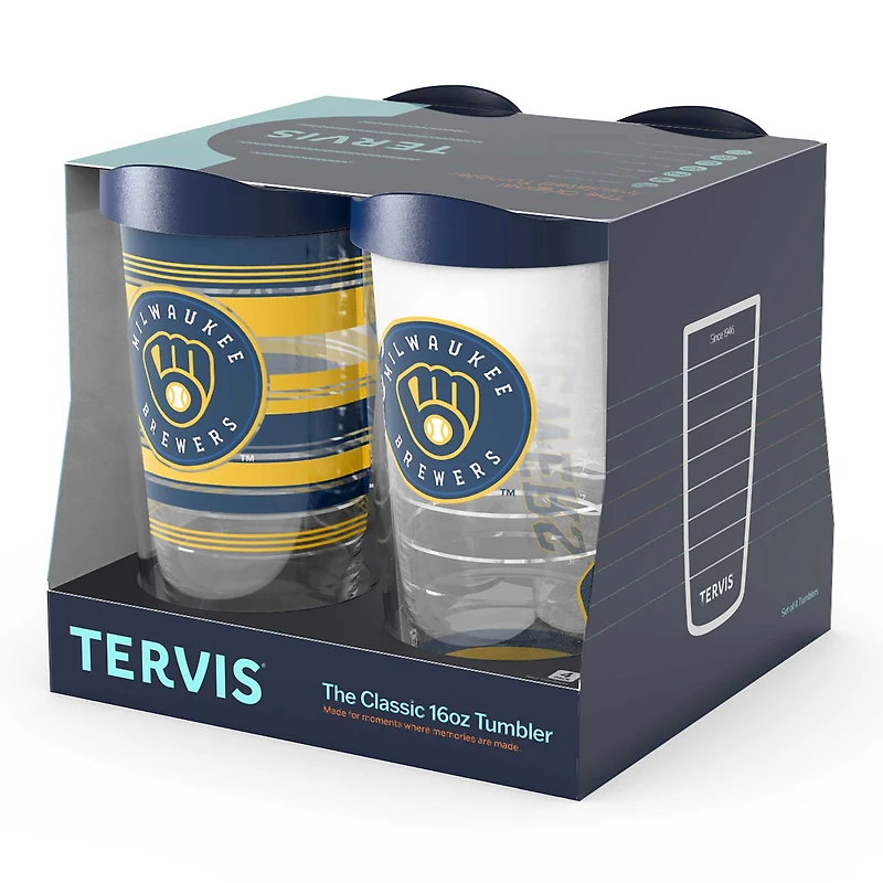 Tervis Milwaukee Brewers paquet de quatre 16oz. Ensemble de gobelets classiques