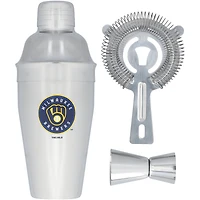 The Memory Company Milwaukee Brewers Stainless Steel Shaker, Strainer & Jigger Set
