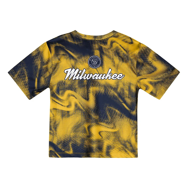 Toddler Gold/Navy Milwaukee Brewers Pinch Hitter Infielder T-Shirt & Shorts Set