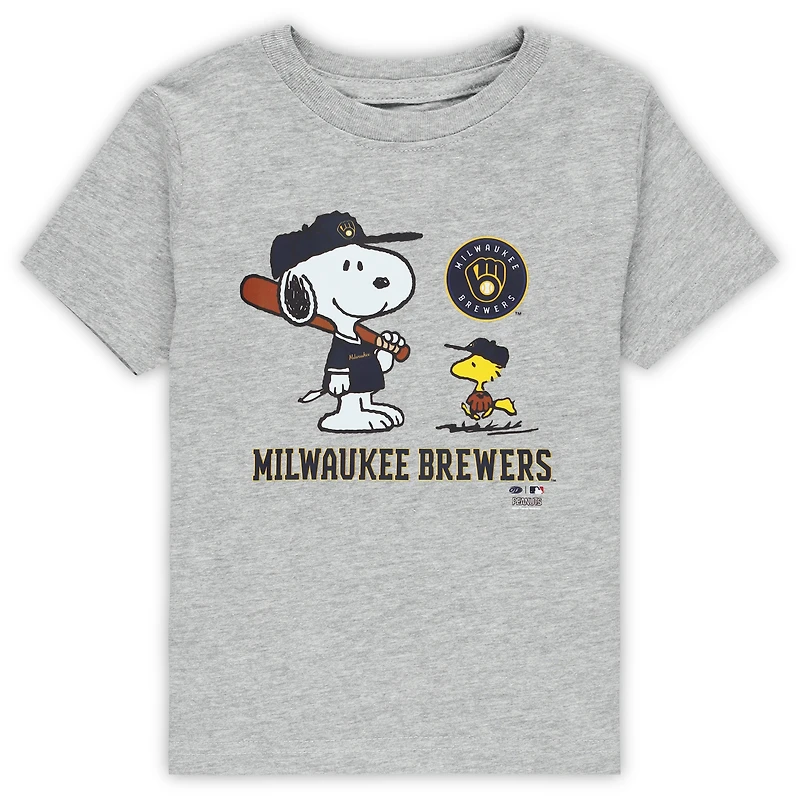 Toddler  Heather Gray Milwaukee Brewers Peanuts Snoopy T-Shirt