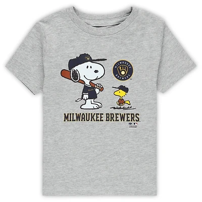 Toddler  Heather Gray Milwaukee Brewers Peanuts Snoopy T-Shirt