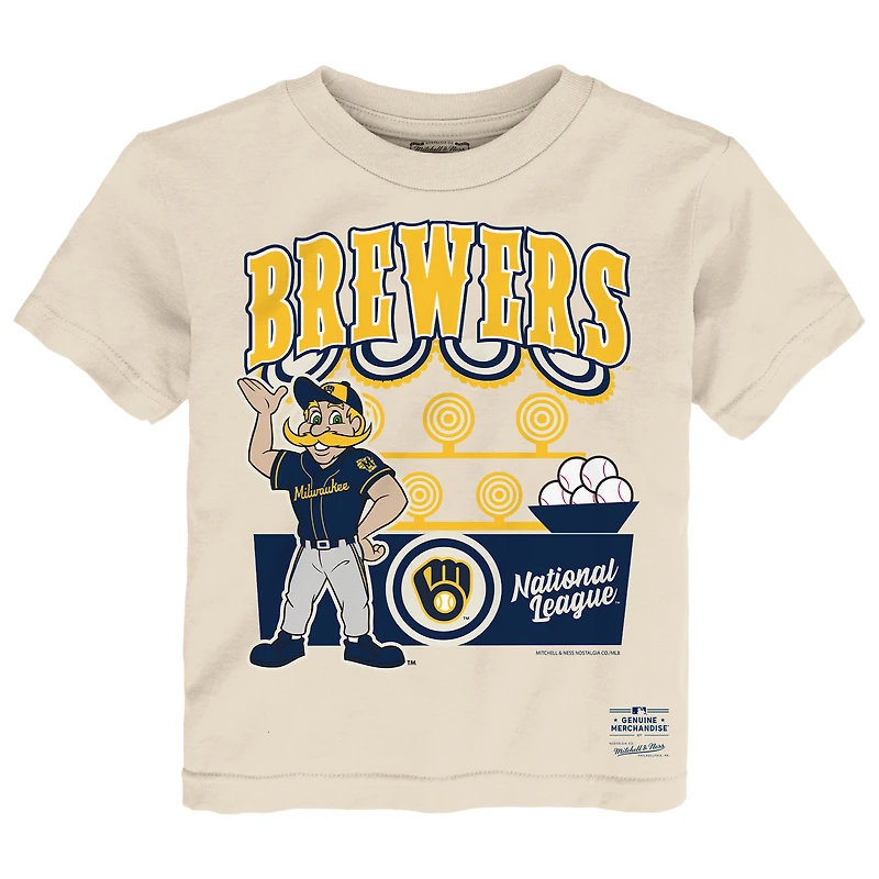 T-shirt Mitchell & Ness crème pour tout-petit « Milwaukee Brewers Step Back Up »
