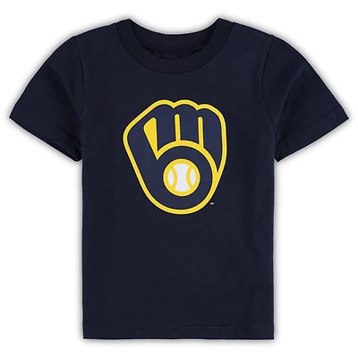 T-shirt bleu marine pour tout-petit avec logo principal de l'équipe des Milwaukee Brewers