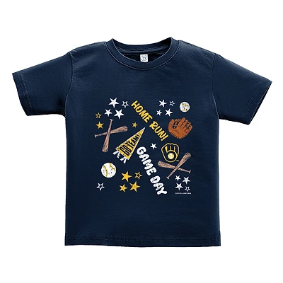 T-shirt bleu marine pour tout-petit « Soft as a Grape » des Milwaukee Brewers, motif « Home Run ».