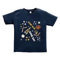 T-shirt bleu marine pour tout-petit « Soft as a Grape » des Milwaukee Brewers, motif « Home Run ».